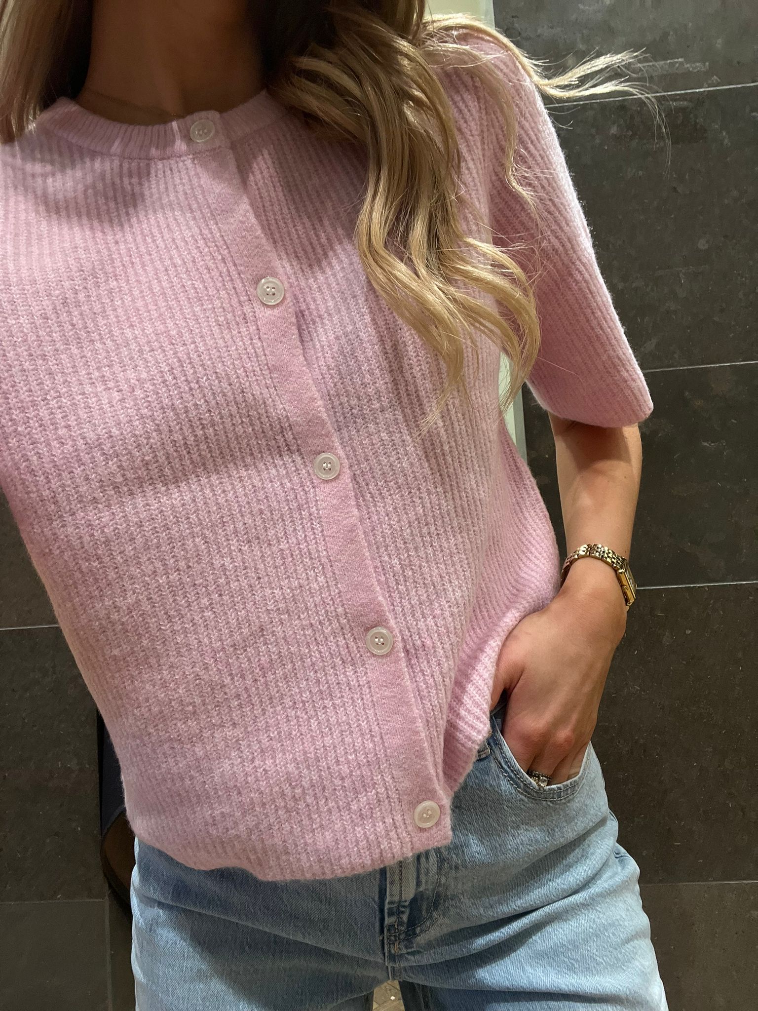 PCSILLY Knit Cardigan - Roseate Spoonbill